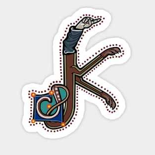 Letter K Manicule W 14C Maastricht Psalter parody Sticker